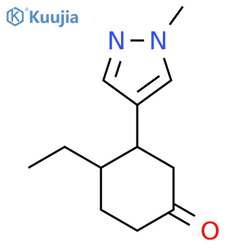 4-ethyl-3-(1-methyl-1H-pyrazol-4-yl)cyclohexan-1-one structure