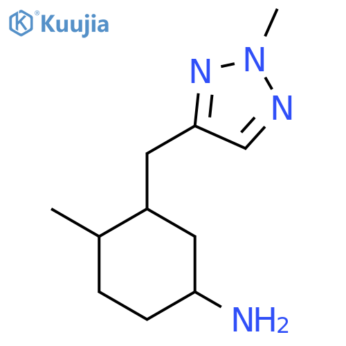 4-methyl-3-[(2-methyl-2H-1,2,3-triazol-4-yl)methyl]cyclohexan-1-amine structure