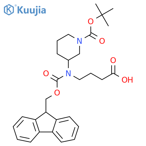 4-({1-(tert-butoxy)carbonylpiperidin-3-yl}({(9H-fluoren-9-yl)methoxycarbonyl})amino)butanoic acid structure