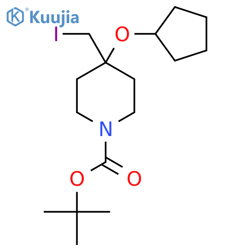 tert-butyl 4-(cyclopentyloxy)-4-(iodomethyl)piperidine-1-carboxylate structure