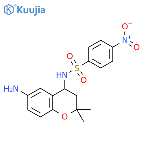 N-(6-amino-2,2-dimethyl-3,4-dihydro-2H-1-benzopyran-4-yl)-4-nitrobenzene-1-sulfonamide structure