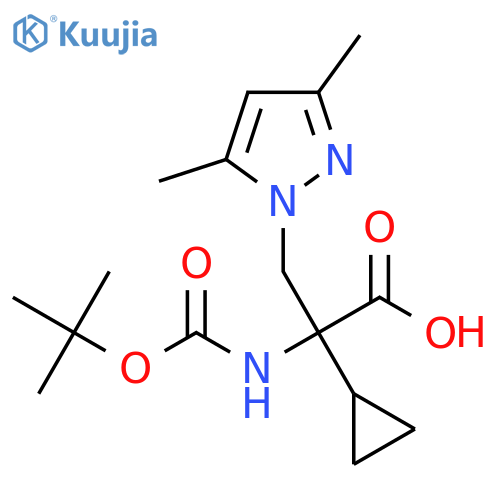 2-{(tert-butoxy)carbonylamino}-2-cyclopropyl-3-(3,5-dimethyl-1H-pyrazol-1-yl)propanoic acid structure