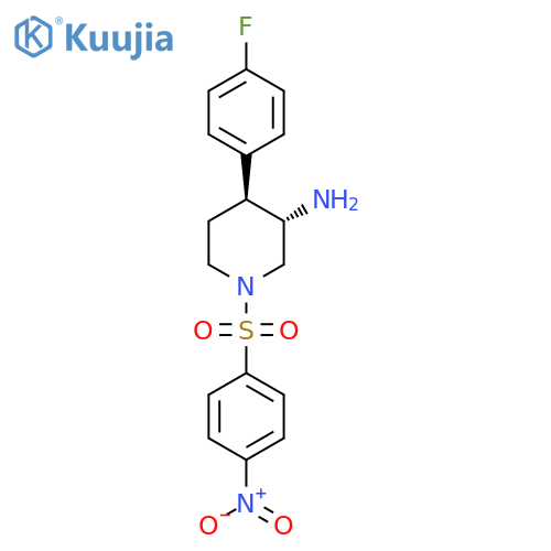 rac-(3R,4R)-4-(4-fluorophenyl)-1-(4-nitrobenzenesulfonyl)piperidin-3-amine structure