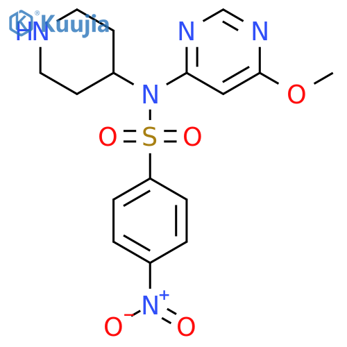 N-(6-methoxypyrimidin-4-yl)-4-nitro-N-(piperidin-4-yl)benzene-1-sulfonamide structure