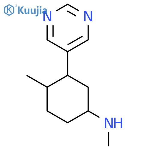 N,4-dimethyl-3-(pyrimidin-5-yl)cyclohexan-1-amine structure
