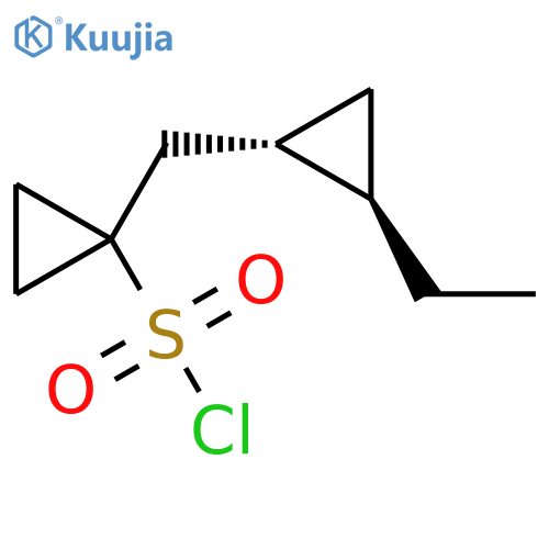 rac-1-{(1R,2S)-2-ethylcyclopropylmethyl}cyclopropane-1-sulfonyl chloride structure