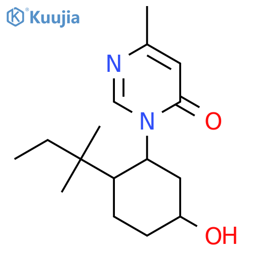 3-[5-Hydroxy-2-(2-methylbutan-2-yl)cyclohexyl]-6-methyl-3,4-dihydropyrimidin-4-one structure