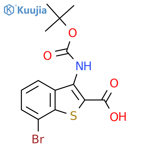 7-bromo-3-{(tert-butoxy)carbonylamino}-1-benzothiophene-2-carboxylic acid structure