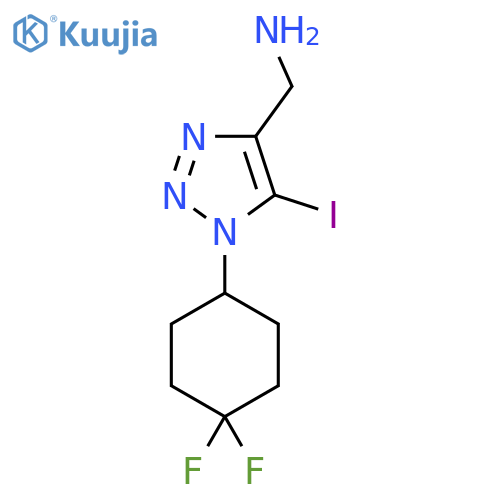 [1-(4,4-difluorocyclohexyl)-5-iodo-1H-1,2,3-triazol-4-yl]methanamine structure