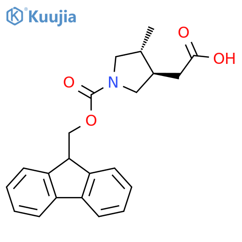 3-Pyrrolidineacetic acid, 1-[(9H-fluoren-9-ylmethoxy)carbonyl]-4-methyl-, (3R,4R)-rel- structure