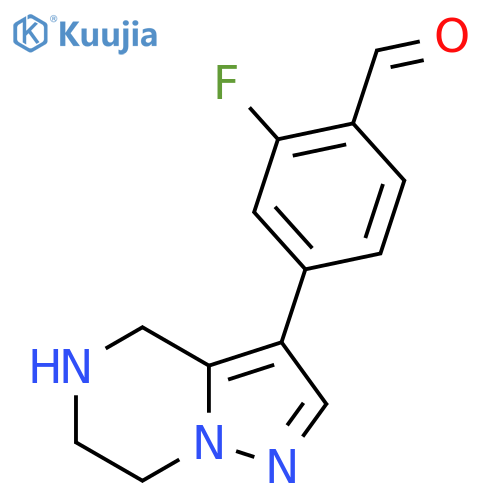 2-fluoro-4-{4H,5H,6H,7H-pyrazolo[1,5-a]pyrazin-3-yl}benzaldehyde structure