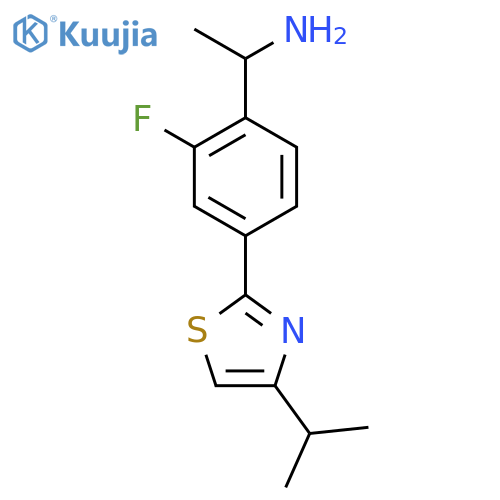 1-{2-Fluoro-4-[4-(propan-2-yl)-1,3-thiazol-2-yl]phenyl}ethan-1-amine structure