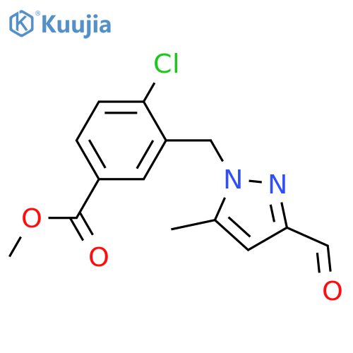 methyl 4-chloro-3-[(3-formyl-5-methyl-1H-pyrazol-1-yl)methyl]benzoate structure