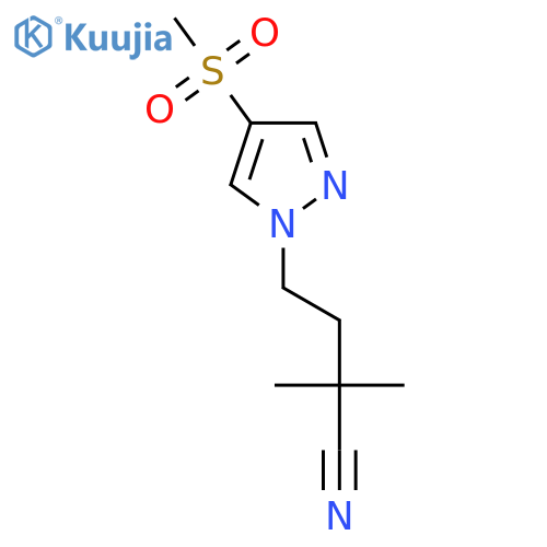4-(4-methanesulfonyl-1H-pyrazol-1-yl)-2,2-dimethylbutanenitrile structure