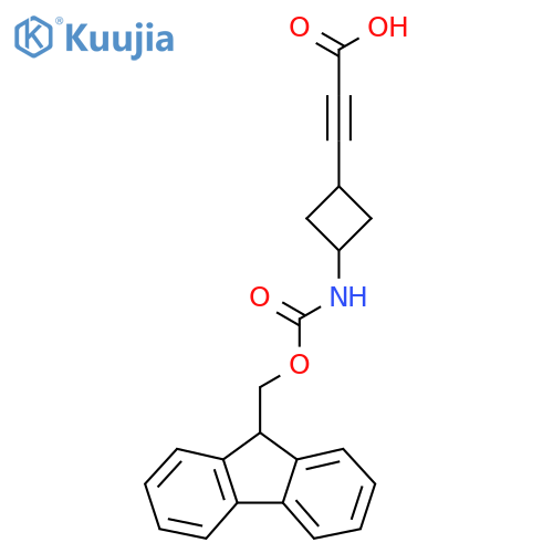 3-[3-({[(9H-fluoren-9-yl)methoxy]carbonyl}amino)cyclobutyl]prop-2-ynoic acid structure