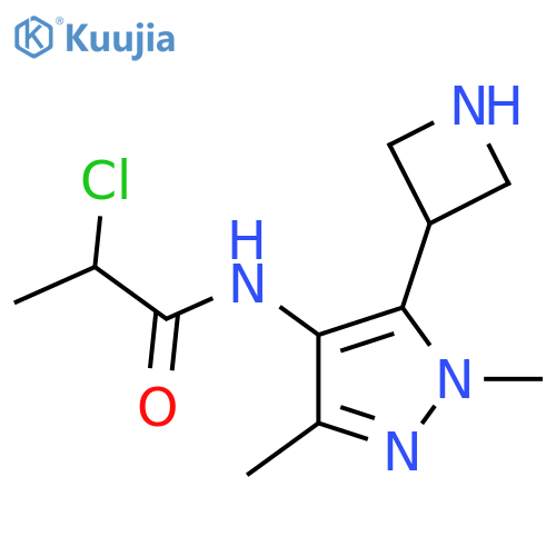 N-[5-(azetidin-3-yl)-1,3-dimethyl-1H-pyrazol-4-yl]-2-chloropropanamide structure