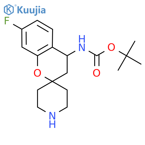 tert-butyl N-{7-fluoro-3,4-dihydrospiro[1-benzopyran-2,4'-piperidine]-4-yl}carbamate structure