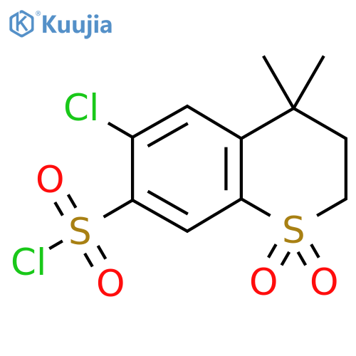 6-chloro-4,4-dimethyl-1,1-dioxo-3,4-dihydro-2H-1lambda6-benzothiopyran-7-sulfonyl chloride structure
