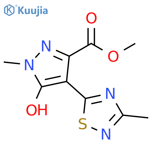 1H-Pyrazole-3-carboxylic acid, 5-hydroxy-1-methyl-4-(3-methyl-1,2,4-thiadiazol-5-yl)-, methyl ester structure