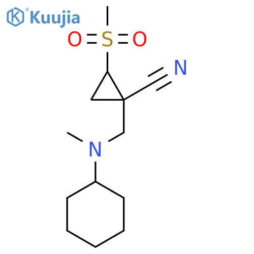 1-{[Cyclohexyl(methyl)amino]methyl}-2-methanesulfonylcyclopropane-1-carbonitrile structure
