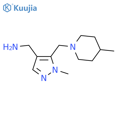 {1-methyl-5-[(4-methylpiperidin-1-yl)methyl]-1H-pyrazol-4-yl}methanamine structure