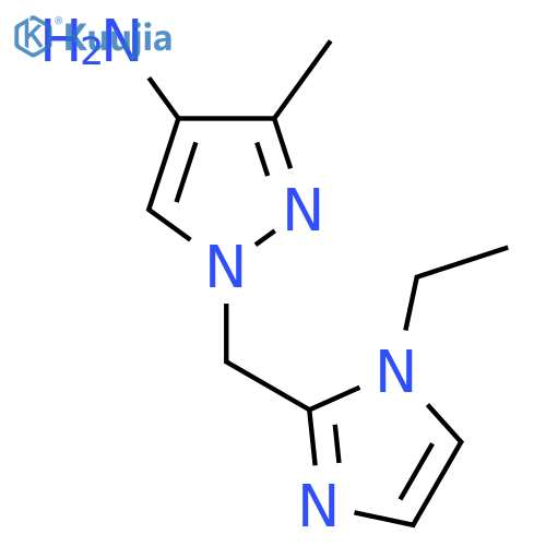 1-(1-ethyl-1H-imidazol-2-yl)methyl-3-methyl-1H-pyrazol-4-amine structure