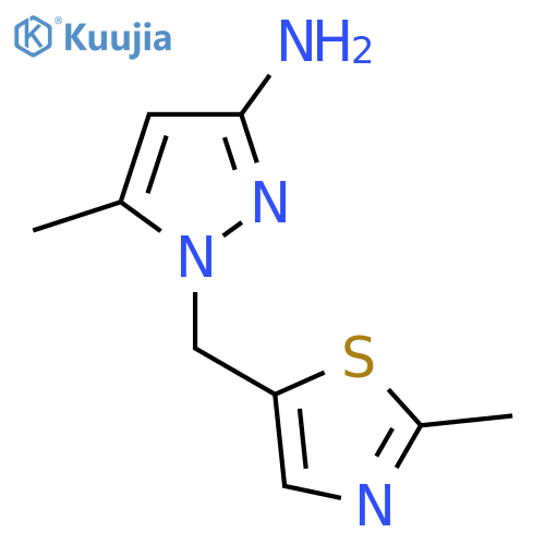 5-methyl-1-(2-methyl-1,3-thiazol-5-yl)methyl-1H-pyrazol-3-amine structure