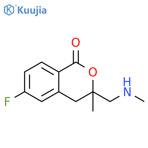 1H-2-Benzopyran-1-one, 6-fluoro-3,4-dihydro-3-methyl-3-[(methylamino)methyl]- structure