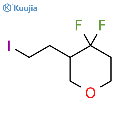 4,4-Difluoro-3-(2-iodoethyl)oxane structure