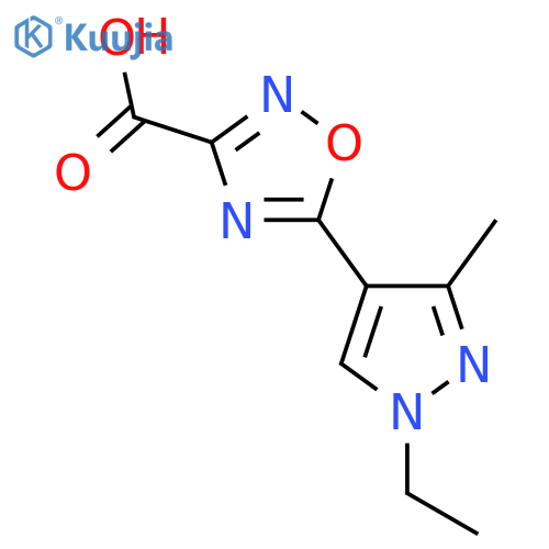 5-(1-ethyl-3-methyl-1H-pyrazol-4-yl)-1,2,4-oxadiazole-3-carboxylic acid structure