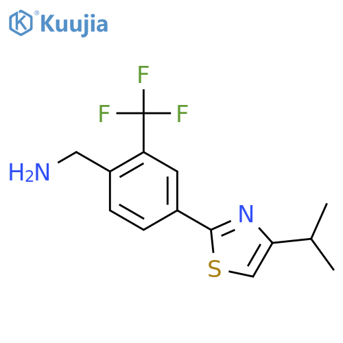 {4-[4-(Propan-2-yl)-1,3-thiazol-2-yl]-2-(trifluoromethyl)phenyl}methanamine structure