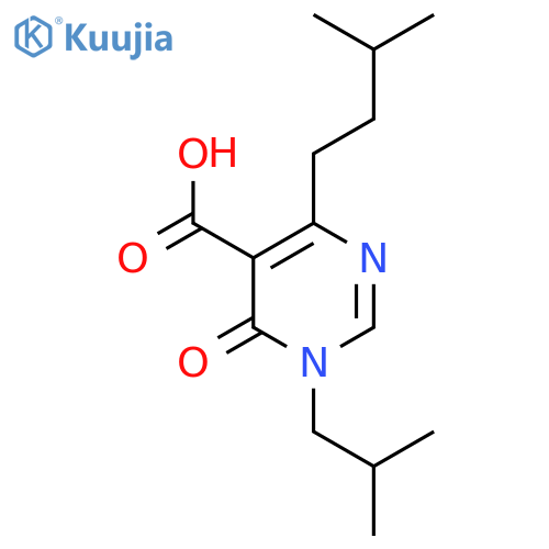 4-(3-methylbutyl)-1-(2-methylpropyl)-6-oxo-1,6-dihydropyrimidine-5-carboxylic acid structure