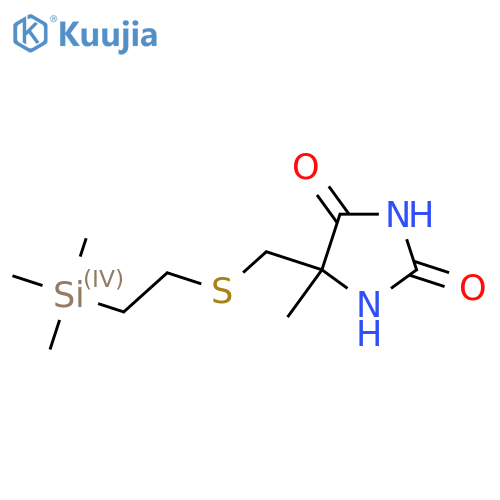 5-methyl-5-({2-(trimethylsilyl)ethylsulfanyl}methyl)imidazolidine-2,4-dione structure