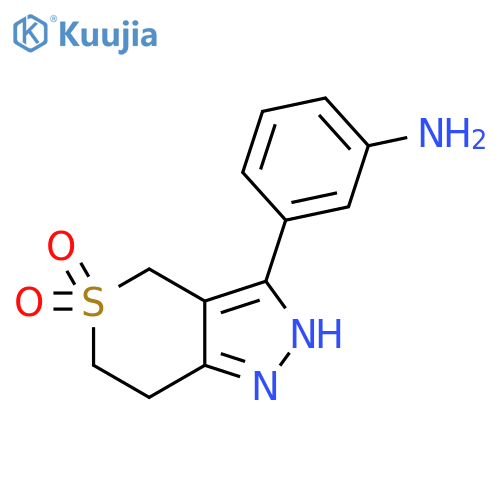 Benzenamine, 3-(2,4,6,7-tetrahydro-5,5-dioxidothiopyrano[4,3-c]pyrazol-3-yl)- structure