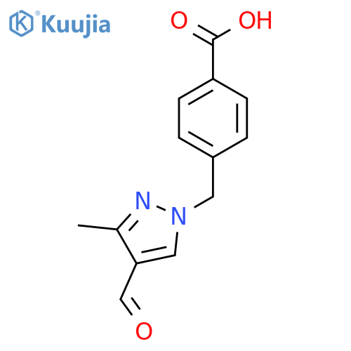 4-[(4-formyl-3-methyl-1H-pyrazol-1-yl)methyl]benzoic acid structure