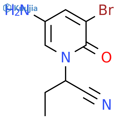 2-(5-amino-3-bromo-2-oxo-1,2-dihydropyridin-1-yl)butanenitrile structure