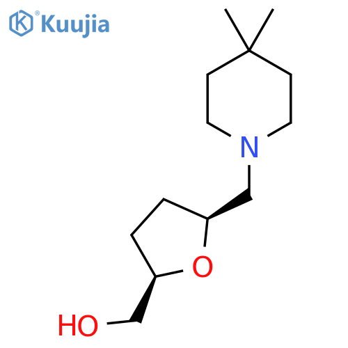 rac-[(2R,5S)-5-[(4,4-dimethylpiperidin-1-yl)methyl]oxolan-2-yl]methanol structure
