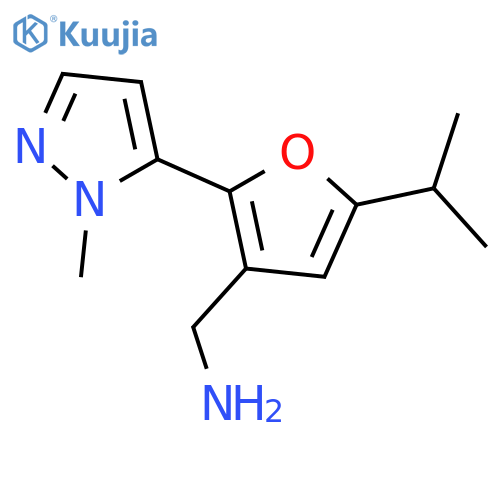2-(1-methyl-1H-pyrazol-5-yl)-5-(propan-2-yl)furan-3-ylmethanamine structure