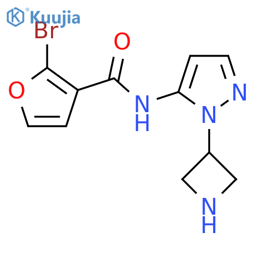 N-1-(azetidin-3-yl)-1H-pyrazol-5-yl-2-bromofuran-3-carboxamide structure