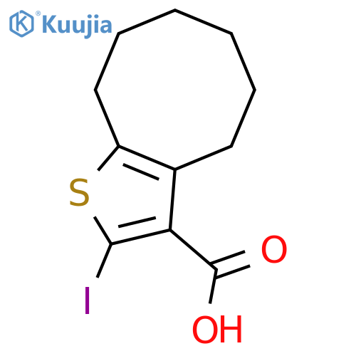 2-iodo-4H,5H,6H,7H,8H,9H-cyclooctabthiophene-3-carboxylic acid structure