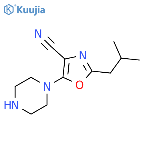 4-Oxazolecarbonitrile, 2-(2-methylpropyl)-5-(1-piperazinyl)- structure