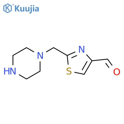 4-Thiazolecarboxaldehyde, 2-(1-piperazinylmethyl)- structure