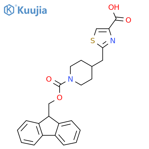 2-[[1-(9H-Fluoren-9-ylmethoxycarbonyl)piperidin-4-yl]methyl]-1,3-thiazole-4-carboxylic acid structure