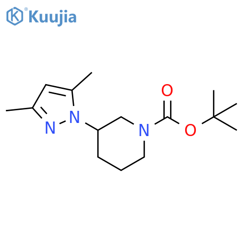 1-Piperidinecarboxylic acid, 3-(3,5-dimethyl-1H-pyrazol-1-yl)-, 1,1-dimethylethyl ester structure