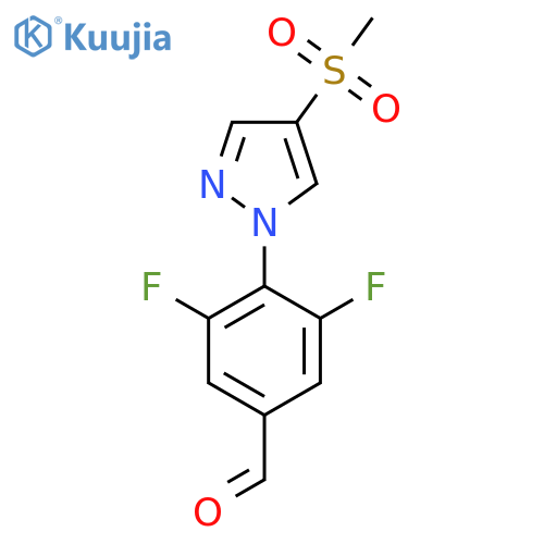 3,5-difluoro-4-(4-methanesulfonyl-1H-pyrazol-1-yl)benzaldehyde structure