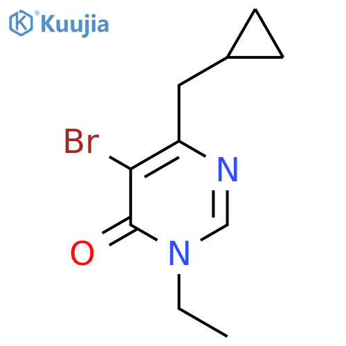 5-bromo-6-(cyclopropylmethyl)-3-ethyl-3,4-dihydropyrimidin-4-one structure
