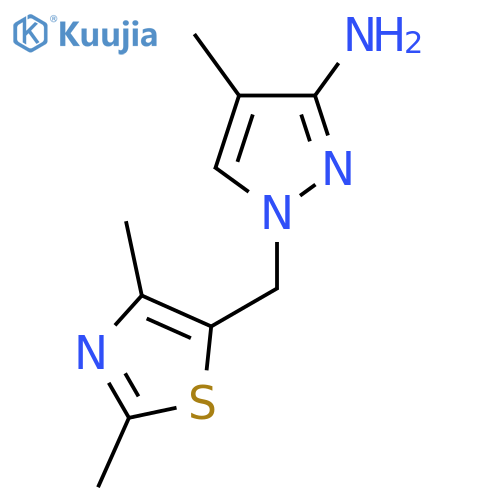 1-(dimethyl-1,3-thiazol-5-yl)methyl-4-methyl-1H-pyrazol-3-amine structure