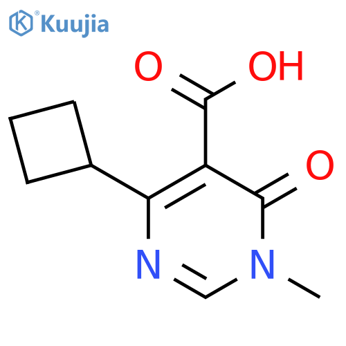 4-cyclobutyl-1-methyl-6-oxo-1,6-dihydropyrimidine-5-carboxylic acid structure