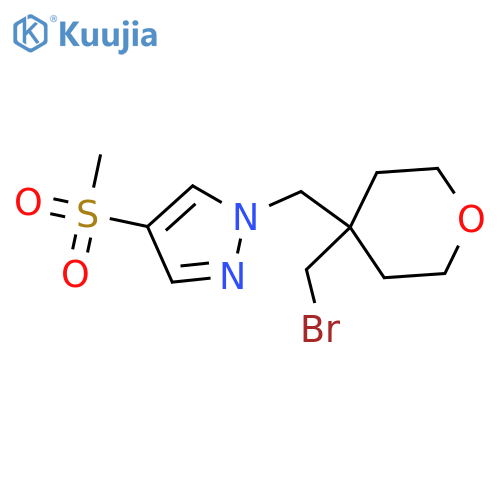 1-{4-(bromomethyl)oxan-4-ylmethyl}-4-methanesulfonyl-1H-pyrazole structure