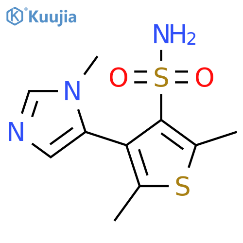 2,5-dimethyl-4-(1-methyl-1H-imidazol-5-yl)thiophene-3-sulfonamide structure